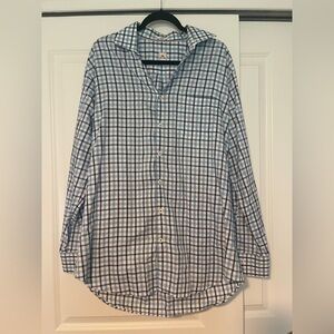 Peter Millar Blue and Navy Plaid Long-Sleeve Button-Down Shirt